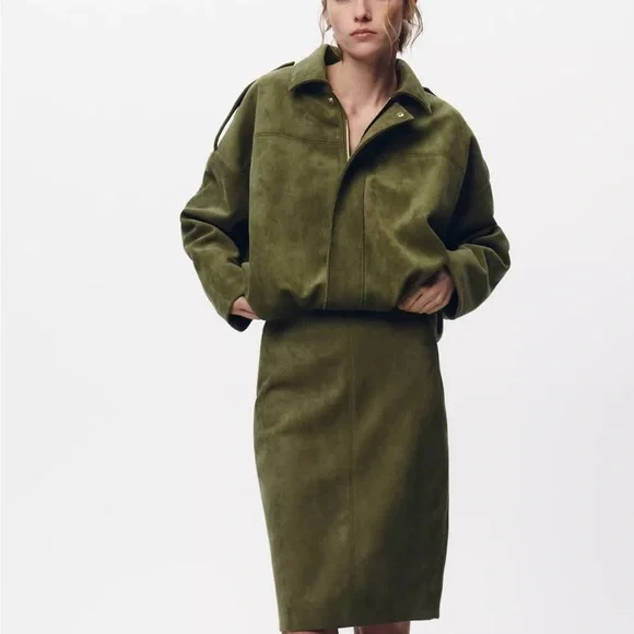 Zara Faux Suede Women's Bomber - Picture 2 of 6